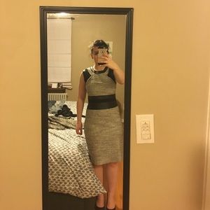 Rebecca Taylor Tweed Dress with Leather Accents